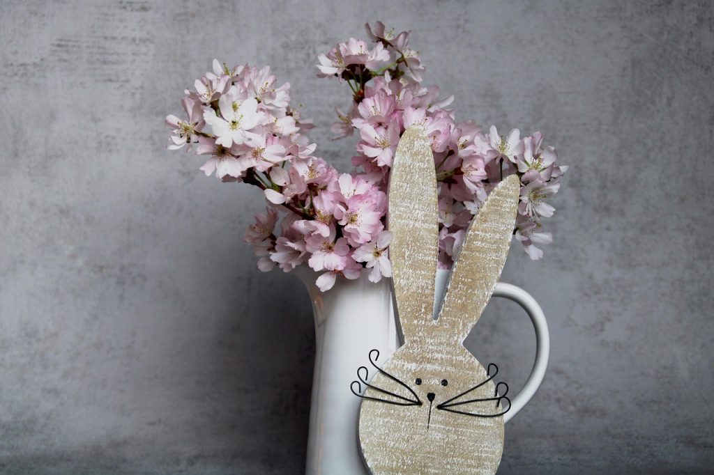 rabbit, easter, nature, easter bunny, flower wallpaper, ears, flower background, beautiful flowers, decoration, cherry blossoms, flower, decorative, garden, blossoms, eggs